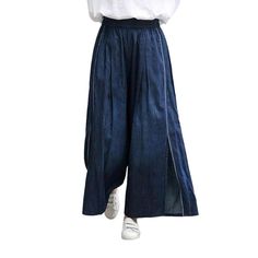 Make a statement this season with our 2023 Autumn Collection's Y2k style embroidered bands culottes denim pants. Emblazoned with intricate embroidery. a elevated-waisted design. and an adjustable rubber closure. these pants are textured to make you look and feel your best!Distinctive Features: Y2K Style: Blend vintage allure with a couture fashion pulse. achieving a established style. Embroidered Bands: Showcase intricate embroidery for an eye-catching look. High-Waisted: Achieve a chic. flatter High Waisted Culottes, Divided Skirt, Transitional Dressing, Split Skirt, Autumn Collection, Skirt Fits, 2023 Autumn, Dark Blue Color, Embroidered Denim