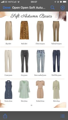 Soft Autumn Color Palette Outfits Summer, Soft Autumn Jeans, Soft Autumn Color Outfits, Autumn Mute Warm Outfit, Soft Autumn Shoes