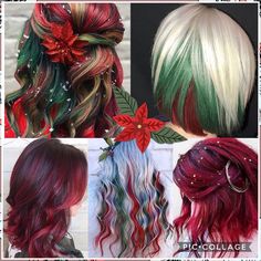 Christmas Hair Color Ideas - Like what you saw? Please do not hesitate to visit for more - Click to Visit IMMEDIATELY! Christmas Hair Colors Ideas, Christmas Hair Color Ideas 2022, Christmas Color Hair, Christmas Hair Color Ideas For Short Hair, Christmas Hair Color Ideas For Brunettes, Christmas Hair Short, Dbd Outfits, Bright Hair Colors Short, Christmas Hair Dye