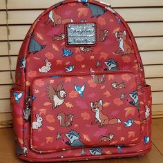 Brand New Woodland Animals Disney Parks Loungefly Mini Backpack. Owl, Todd. Fox And The Hound. Cute Red Backpack For Disney Trips, Disney School Bag In Red, Red Disney Backpack, Disney Red Standard Backpack, Disney Red School Bag, Red Disney School Bags, Red Themed Backpack Bag, Themed Red Backpack, Themed Red Travel Backpack