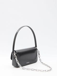 Self Portrait Leather Baguette Bag - Ellie Belle Luxury Black Baguette Bag With Magnetic Closure, Evening Baguette Shoulder Bag With Silver-tone Hardware, Luxury Evening Baguette Bag With Silver-tone Hardware, Evening Crossbody Baguette Bag With Silver-tone Hardware, Chic Evening Baguette Bag With Silver-tone Hardware, Elegant Leather Baguette Bag For Party, Leather Rectangular Baguette Bag With Chain Strap, Leather Baguette Bag With Chain Strap, Modern Evening Baguette Bag With Detachable Strap