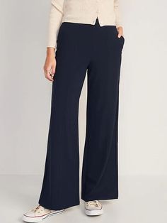 Old Navy PowerSoft Wide Leg Pants  Women M Tall Navy Blue High Rise Pull On NEW Please check measurements below before purchasing. WAIST LAID FLAT 14" + elastic stretch LEG OPENING 13" RISE 12.25" INSEAM 35" Cheap Navy Relaxed Fit Bottoms, Cheap Navy Wide Leg Bottoms, Cheap Versatile Pull-on Bottoms, Cheap Navy Straight Leg Pants, What To Wear With Navy Blue High Rise Dress Pants, Cheap Navy Cotton Bottoms, Cheap Navy Sporty Bottoms, Cheap High-waisted Pull-on Pants, Cheap Navy Bottoms For Workwear