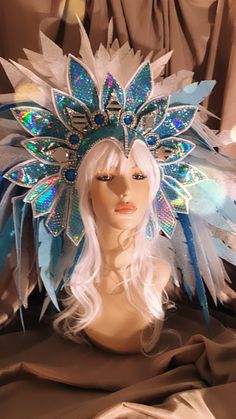 Making A Headdress, Cardboard Headdress, Carnaval Headpiece, Goddess Headpieces, Inca Goddess, Headdress Festival, Carnival Headpiece, Headdress Ideas, Space Fairy