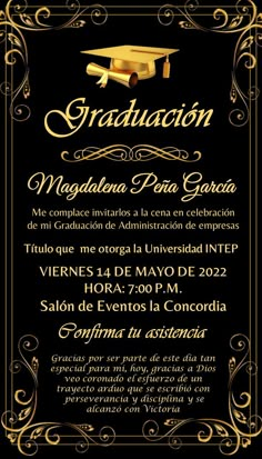 a black and gold graduation party flyer