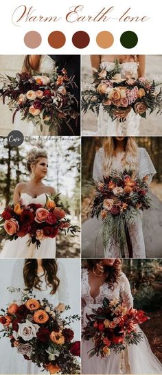 the wedding bouquets are all different colors and sizes