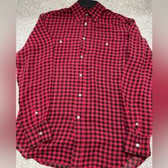 Ralph Lauren Size: Xs *Not New* (Never Worn) Red And Black Checkered Ralph Lauren Red Button-up Top, Red Button-up Ralph Lauren Top, Black Checkered, Ralph Lauren Tops, Wearing Red, Ralph Lauren Polo, Red And Black, Black Red, Polo Ralph Lauren