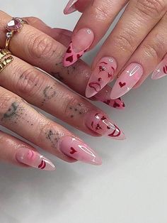 Multicolor  Collar    Color Nails Embellished   Beauty Tools Tato Henna, Nagel Tips, Manicure Diy, Fake Nails With Glue, Nail Art Inspo, Diy Manicure, Valentine's Day Nails