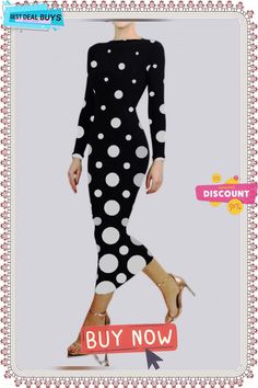 Tight Elegant Polka Dots Long Sleeve Maxi Dress Long Sleeve Maxi, Boat Neck, Long Sleeve Maxi Dress, Tights, Polka Dots, Dots, Best Deals, Maxi Dress, Womens Dresses