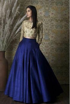 Royal Blue Pleated Skirt Full Length with Embriodered Peach | Etsy Royal Blue Pleated Skirt, Skirt And Top Indian, Royal Blue Lehenga, Blue Skirt Outfits, डिजाइनर कपड़े, Royal Blue Skirts, Simple Lehenga, Blue Pleated Skirt, Blue Lehenga