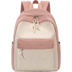 New Product Corduroy Imported Nylon Lining Zipper Closure Hand Wash Only The Cute Pink And Beige Mini Backpack For Teen Girls Is Good Quality, Made Of Thickened Corduroy Fabric, Fracture-Resistant And Lightweight, Versatility, Practical, Wearable And Durable, Smooth And Durable Sbs Zipper. The Fashion Teens Small Backpack Purse Prefect Size Is Approx H 13inch * L 11inch * W 5.1inch, 1*Main Pocket With One Ipad Compartment And One Zipper Pocket, 1*Front Zipper Pocket For Small Items, Two Side Poc Casual Corduroy School Backpack, Casual Beige Backpack With Zipper Closure, Casual Cream Backpack With Zipper Closure, Dua List, Japanese Hair Care, Fashion Teens, Purse For Teens, Belle Dresses, Kipling Backpack