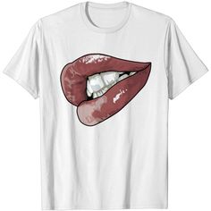 Pink Lips T Shirt White T-shirt With Funny Print For Streetwear, White Pop Culture Shirt With Sublimation Print, White Shirt With Sublimation Print In Pop Culture Style, White Pop Culture T-shirt With Graphic Design, Funny White T-shirt With Screen Print, Funny White Shirt With Graphic Print, White Short Sleeve Pop Culture Shirt, White Pop Culture Graphic Print Shirt, Funny White Graphic T-shirt