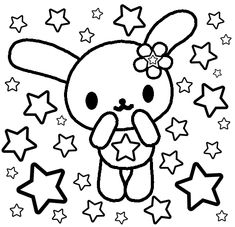 a cute bunny with stars in the background coloring pages, coloring sheets, kids's drawings, art projects, doodles, person, drawing tips, cartoon characters, star, children, color pencils, baby, little things