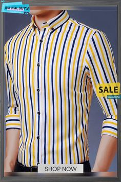 Men's Dress Shirt Button Down Collar Fall Spring Long Sleeve Black White Yellow Stripes Going Out Casual Daily Clothing Apparel Button-down Slim Fit Button-up Shirt With Button Closure, Spring Shirt With Button Closure And Casual Collar, Slim Fit Shirt For Spring, Spring Slim Fit Shirt With Buttons, Fitted Yellow Shirt With Buttons, Fitted Yellow Shirt With Button Closure, Fitted Striped Shirt With Button Closure, Striped Fitted Shirt With Button Closure, Spring Striped Shirt With Buttons