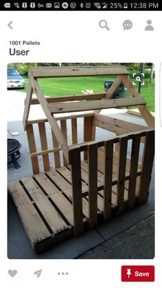 a dog house made out of pallets is on sale for $ 3, 500