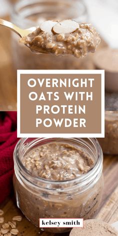 overnight oats with protein powder in a jar