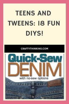 a pair of jeans with the words quick sew denim written on it and an image of