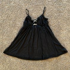 Nwot Victorias Secret Lingerie Top, Sheer Black, Size M, Brand New Never Worn Black Lace Trim Sleepwear For Summer, Black Sleeveless Sleepwear With Lace Trim, Summer Black Nightgown With Lace Trim, Black Lace Summer Sleepwear, Black Lace Sleepwear For Summer, Black Lace Trim Summer Nightgown, Black Lace Sleepwear For Loungewear, Black Sleepwear With Lace Trim And Spaghetti Straps, Black Summer Camisole For Bedtime