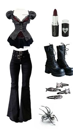 Goth Hero Costume, Trad Goth Outfits Women, Corset Outfit With Pants, Rebecca Mikaelson Outfits, Outfits With Corset Belts, Alternative Outfits For School, Formal Emo Outfits, Gothic Concert Outfit, Dr Outfit Ideas