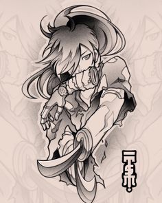 Dororo Tattoo Ideas, Deku Tattoo Design, Tattoo Anime, Manga Tattoo, One Piece Tattoos, Arte Peculiar, Geek Tattoo, Pieces Tattoo, Flash Tattoo Designs