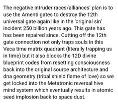 the negative indexr races / alliances plans to use the amenti gates to destroy the 12th universal gate again