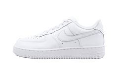 The Nike Air Force 1 preschooler shoe is as classic as it gets in all white.  This iconic silhouette captures the spirit of the original 1982 Air Force 1 and creates a look that is still on trend today.  Set in triple white, the Air Force 1 sneaker comes with a white upper, midsole, outsole, and everything in between.  The monochromatic look is clean and crisp and allows the most subtle details to stand out, including the Nike Swoosh, perforations on the toe box, and miniature star pattern on the sole. Nike Force 1, Nike Air Force 1 Custom, Nike Shoes Air Force, White Nike Shoes, White Jordans, Pch Sweepstakes, Air Force 1 Custom, Nike Force, White On White