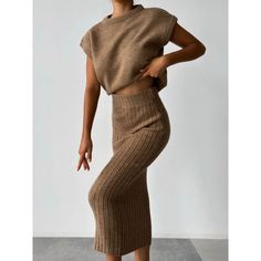 Lasaky - Sleeveless Sweater Dress with Slim-Fit Long Skirt High Waist Long Skirt, Long Skirt Outfits, Sleeveless Sweater Dress, Maxi Rok, Bodycon Skirt, Exclusive Dress, Sleeveless Pullover, Crewneck Dress, Body Con Skirt