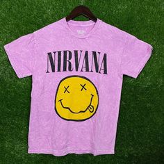 Rock Band Nirvana T-Shirt Size Medium Color Pink Acid Washed Measures 18 Inches Pit To Pit Length 25 1/2 Inches Features: Streetwear Size: Mens M Condition: New Without Tags Camp Fits, Tie Dye Smiley Face, Oversized Band Tee, Urban Outfitters Shirts, Nirvana Shirt, Graphic Band Tees, Urban Outfitters Men, Rock T Shirt, Rock T Shirts