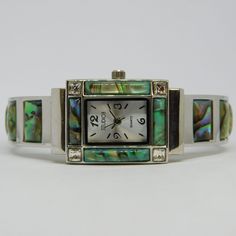 Bangle Watches, Women's Watch, Hibiscus, Mother Of Pearl, Womens Watches, Bangles, Green, Blue