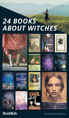 the book cover for 24 books about witches with an image of a woman standing in front of