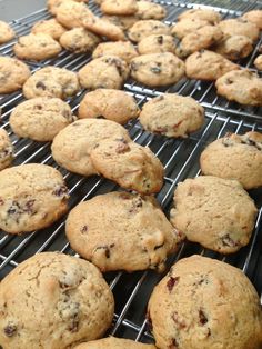 cookies are cooling on a rack in the kitchen