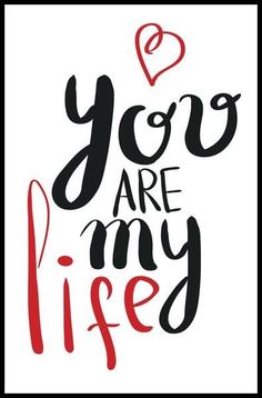 the words you are my life written in black and red ink on a white background