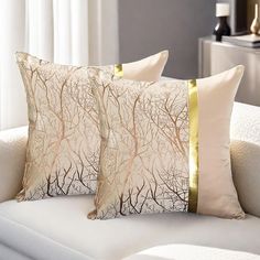 PRICES MAY VARY. Polyester 🎨【Decorative Throw Pillow Cover】: This decorative pillow cover is spliced with gold stripe leather on one side, with a textured design, which is layered, beautiful and refined. The back is solid color, super soft, smooth to the touch and skin-friendly. Embodying luxury in a low-key manner reflects your extraordinary taste！ 🎨【Beautiful Decoration】: The classic color makes this modern pillowcase a perfect match for any style of home decor! Matching decoration for livin Modern Cushion Covers, Beige Throw Pillows, Modern Cushions, Silk Pillow Cover, 18x18 Pillow Cover, Cushion Cover Designs, Luxury Cushions, Modern Pillows, Decorative Cushion Covers