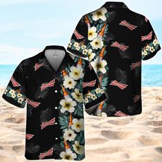 Budweiser Tropical Floral Hawaiian Shirt Budweiser Shirt, Floral Hawaiian Shirt, Budweiser Beer, Summer Wardrobe Essentials, Beach Shirt, Hawaii Shirt, Tropical Floral, Beach Shirts, Shirt Brand