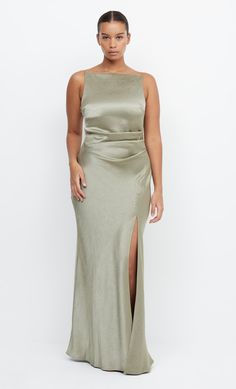 Best selling, high neck maxi dress featuring a flattering tuck detail that cinches the waist and creates a feminine silhouette. Dress is accessed through an invisible side zipper. High Neck Maxi Dress, Silhouette Dress, Bec & Bridge, Feminine Silhouette, Boat Neckline, Strapless Bra, Invisible Zipper, Side Zipper, Fabric Care