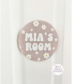 Personalised Acrylic Painted bedroom door sign. Add the perfect finishing touch to any bedroom with these beautiful flower door signs. Personalise with your own wording and background colour. Made from 2mm acrylic the board is therefore very lightweight and easy to hang. You can easily use command strips to apply to door or alternatively just use white tac.  Background colour is painted with high quality acrylic paints with a beautiful choice of colours to suit any Room. Writing and flower decor Acrylic Nursery, Painted Bedroom Doors, Painted Bedroom, Bedroom Door Sign, Flower Text, Flower Door, Bedroom Door Signs, Flower Bedroom, Name Plaque