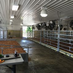 the inside of a building with lots of food in it