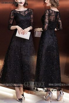 10% off now|Free shipping world-wide. Modest Black Lace Ankle Length Homecoming Dress With Sheer Sleeves at GemGrace. Click to learn our pro custom-made service for wedding dress, formal dress. View #HomecomingDresses for more ideas. Black Sheer Lace Evening Dress, Black Lace Evening Dress With Lace Trim, Black Lace Dresses With Illusion Neckline, Black Formal Lace Dress With Sheer Sleeves, Black Lace Dress With Sheer Sleeves For Formal Occasions, Black Lace Dress With Illusion Neckline, Black Fitted Evening Dress With Lace Patchwork, Elegant Black Floor-length Lace Dress, Black Lace Evening Dress With Lace Sleeves