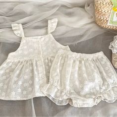 Perfect Two Piece Outfits. Colors White And Floral. Cute White Floral Embroidered Sets, White Lace Sets With Floral Embroidery, White Cotton Set With Floral Print, Elegant Off White Floral Embroidered Set, Spring White Playwear For Babies, Carters Baby Clothes, Gap Outfits, Mommy Outfits, Girls Frock Design