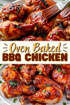 oven baked bbq chicken on a white plate