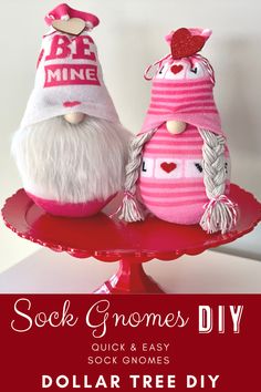 dollar tree, dollar tree diy, sock gnome, sock gnomes, diy, craft Sock Valentine Ideas, Diy Valentine Gnomes How To Make, Sock Gnomes Diy Dollar Store, Dollar Tree Sock Gnome, How To Make Sock Gnomes, Gnome Socks Diy, Valentine's Gnomes Diy, Sick Gnomes, Valentine Gnomes Diy How To Make Easy