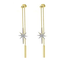 Shine bright with these stunning 10k Gold Diamond Star Drop Earrings. Click on this JEWELRY & WATCHES GUIDE to learn about fit, styles, materials and more! Shine bright with these stunning 10k Gold Diamond Star Drop Earrings. Click on this JEWELRY & WATCHES GUIDE to learn about fit, styles, materials and more! FEATURES Length: 63.0 mm x 9.0 mm Backings: post Metal: 10k gold Plating: 10k gold Finish: polished Packaging: boxed ImportedDIAMOND DETAILS Total weight: 1/6 ct. Color grade: H Clarity: I Elegant Star-shaped Evening Jewelry, Elegant Sparkling Star-shaped Jewelry, Elegant Sparkling Star Shaped Jewelry, Elegant Star-shaped Earrings With Sparkling Stones, Elegant Star-shaped Sparkling Earrings, Elegant Star-shaped Cubic Zirconia Diamond Earrings, Silver 14k Gold Sparkling Earrings, Sparkling Silver 14k Gold Earrings, Celestial Yellow Gold Cubic Zirconia Earrings