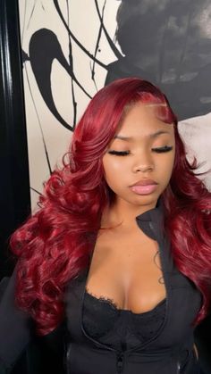 Red Lace Wig, Red Sew In, Frontal Wig Hairstyles, Lace Fronts, Red Wig, Birthday Hairstyles, Quick Weave Hairstyles, Frontal Hairstyles