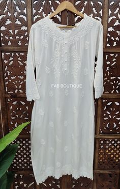 ▪ Kurti Fabric: Modal ▪ Kurti Length: 44-46 Inches ▪ Sleeves: 3/4 Sleeves ▪ Style: Straight Kurti ▪ Occasions: Party Wear, Office Wear, Festive Wear ▪ Garment Care: Hand Wash Only ▪ Price Includes: 1x Kurti Chikan Kurta, Style Kurti, Straight Kurti, Sleeves Style, Festive Wear, Indian Embroidery, Indian Outfit, Office Wear, Festival Wear