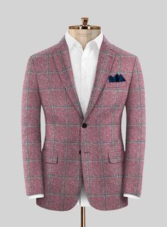 Casual Fridays may be a thing of the past, but our Loro Piana Yaime Wool Silk Linen Jacket will make you want to suit up every day of the week — yes, even on team-building days. Made from a blend of wool, silk, linen, and polyamide, it exudes power and style. Wide checks interwoven with blue yarns on a playful pink hue make it a great choice for those looking for a sophisticated and refined look. The jacket is ideal for semi-formal occasions, whether you're in the office, attending a wedding or Pink Notch Lapel Outerwear With Welt Pockets, Pink Formal Outerwear With Welt Pockets, Formal Pink Outerwear With Welt Pockets, Pink Notch Lapel Business Outerwear, Pink Notch Lapel Outerwear For Business, Pink Long Sleeve Blazer With Welt Pockets, Tailored Pink Outerwear With Welt Pockets, Pink Business Outerwear With Pockets, Winter Business Pink Blazer