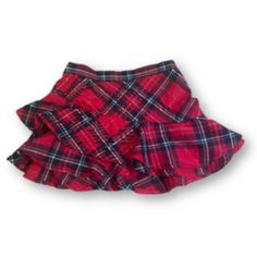 Nwt H&M Red Plaid Flannel Skirt. No Flaws! Winter Cotton School Skirt, Winter School Cotton Skirt, Plaid Cotton Skirt For School, School Plaid Cotton Skirt, Cotton Plaid Skirt For School, Red Cotton Skirt For Winter, Cute Red Ruffled Bottoms, Plaid Cotton Skort For Fall, Red Mini Skirt For School In Winter