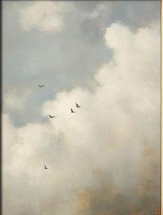 a painting with birds flying in the sky