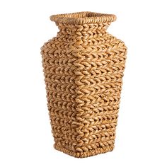 a large woven vase on a white background