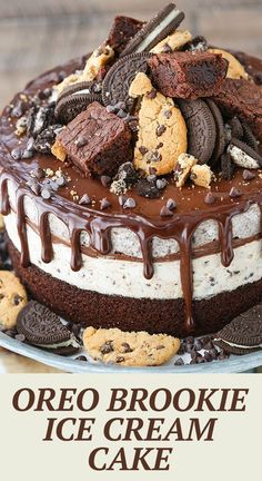 an oreo cookie ice cream cake on a plate