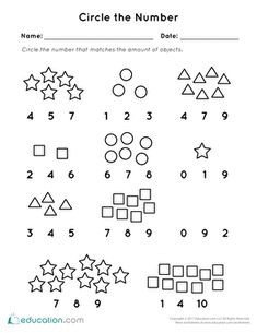 a worksheet with numbers and shapes for children