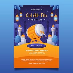 a flyer for an eid al - fit festival